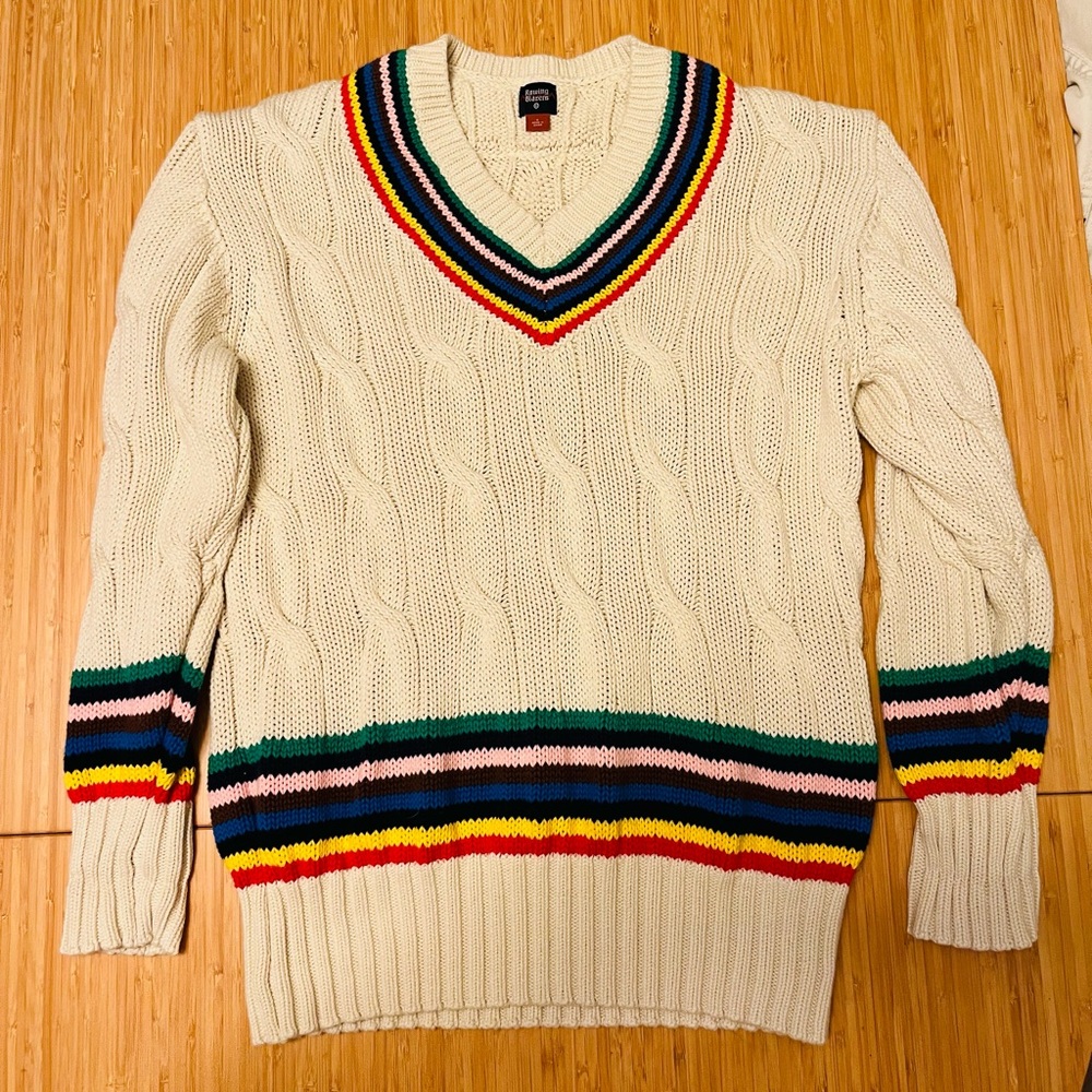 Rowing Blazers x Target Collab cream and rainbow sweater